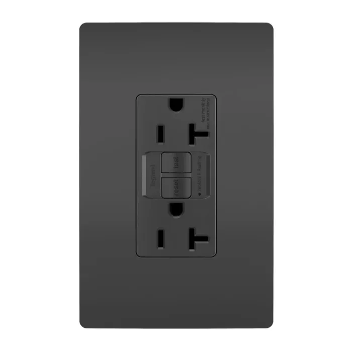 Pass & Seymour radiant® 20A Duplex Self-Test GFCI Receptacles with SafeLock® Protection, Black
