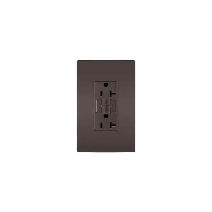 Pass & Seymour radiant® 20A Duplex Self-Test GFCI Receptacles with SafeLock® Protection, Brown