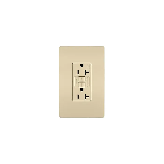 Pass & Seymour radiant® 20A Duplex Self-Test GFCI Receptacles with SafeLock® Protection, Ivory
