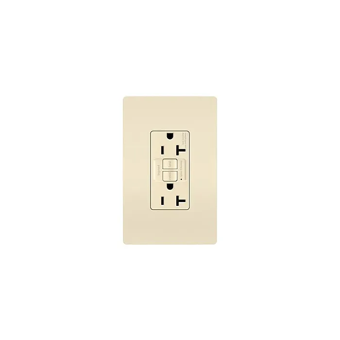 Pass & Seymour radiant® 20A Duplex Self-Test GFCI Receptacles with SafeLock® Protection, Light Almond