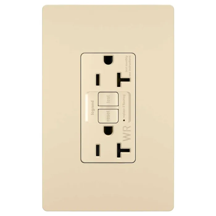 Pass & Seymour radiant® Tamper-Resistant Weather-Resistant 20A Duplex Self-Test GFCI Receptacles with SafeLock® Protection, Ivory
