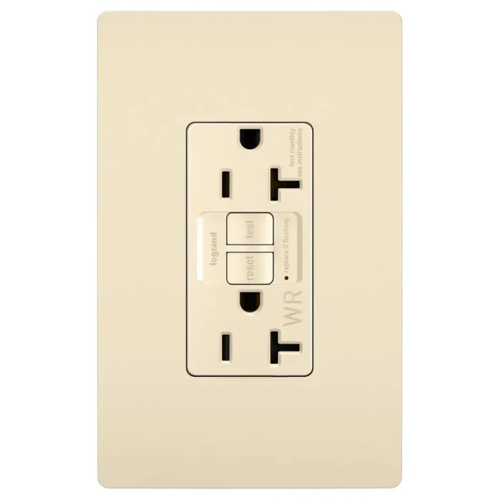 Pass & Seymour radiant® Tamper-Resistant Weather-Resistant 20A Duplex Self-Test GFCI Receptacles with SafeLock® Protection, Light Almond