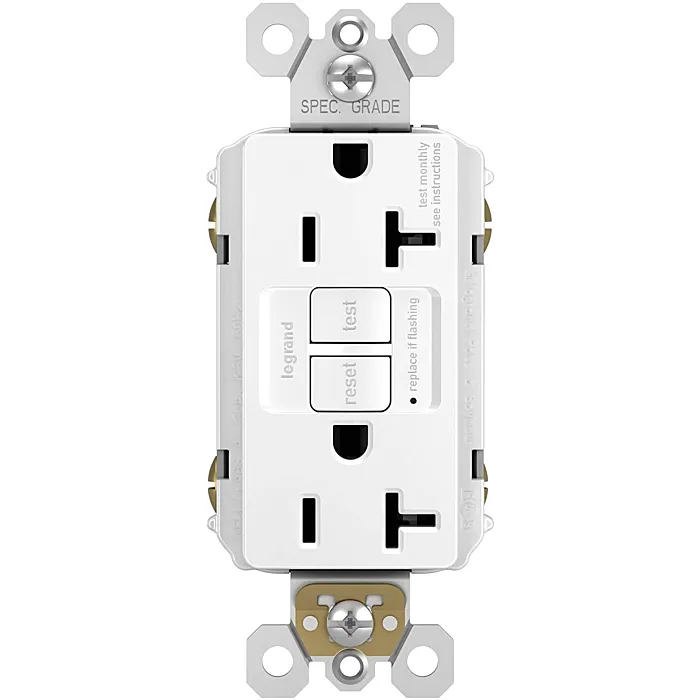 Pass & Seymour radiant® 20A Duplex Self-Test GFCI Receptacles with SafeLock® Protection, White
