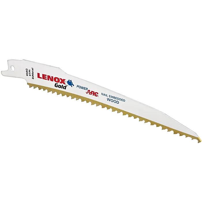 Lenox LENOX Gold Power Arc Reciprocating Saw Blade, For Wood, Nail-Embedded Wood Cutting, 6-Inch, 6 Tpi, 5-Pack