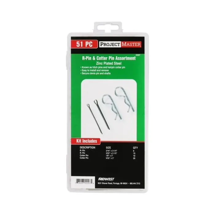 Midwest Fastener Roll & Cotter Pin Kit 51ea Yl Zn