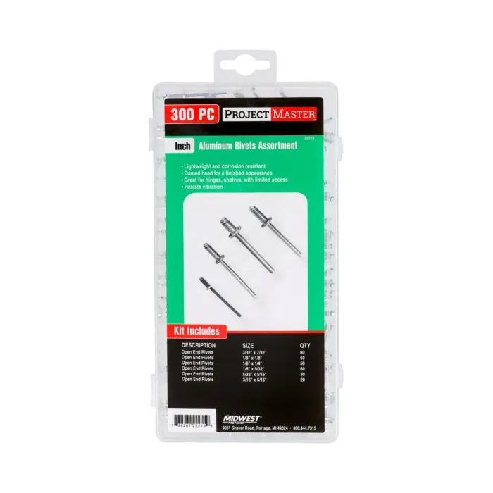 Midwest Fastener Inch Aluminum Rivet Kit 300pc
