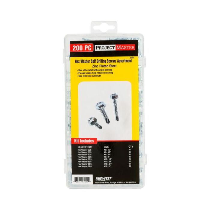 Midwest Fastener Hex Washer SD Screw Kit 200pc