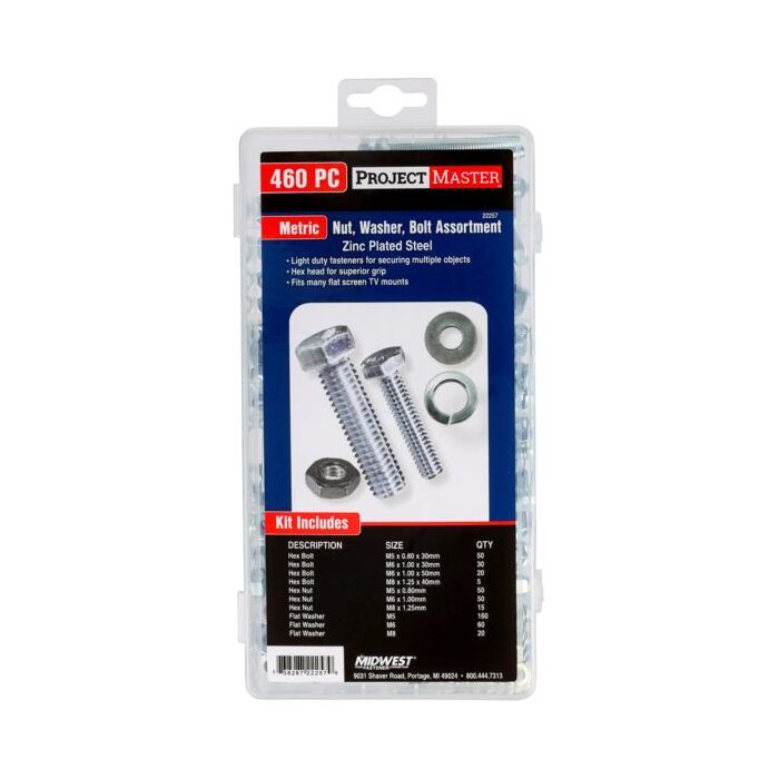 Midwest Fastener ProjectMaster Metric Nut, Washer, Bolt 460pc Kit