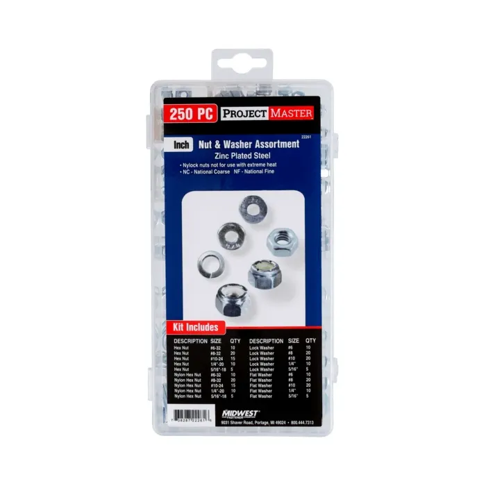 Midwest Fastener ProjectMaster Inch Nut & Washer 250pc Kit