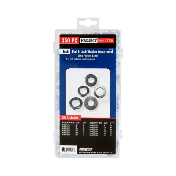 Midwest Fastener ProjectMaster Inch Flat & Lock Washer 350pc Kit