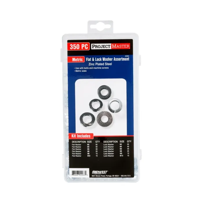 Midwest Fastener ProjectMaster Metric Flat & Lock Washer 350pc Kit