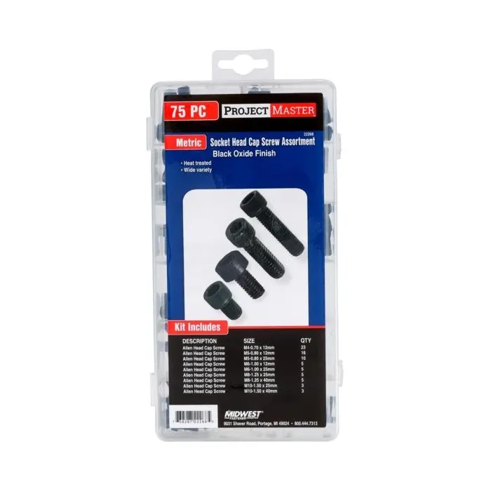 Midwest Fastener ProjectMaster Metric Socket Head Cap Screw 75pc Kit