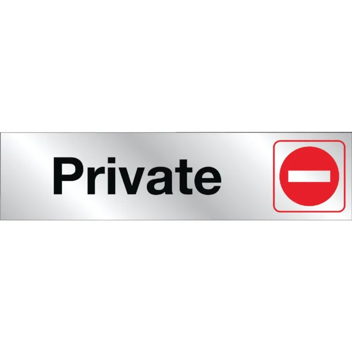 Hy-Ko 2x8 Brushed Aluminum Sign, Private