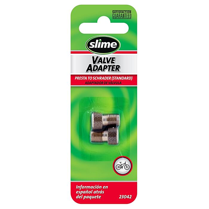 Slime Steel (2) Brass Presta to Standard Schrader Valve Adapters Stem Adapter