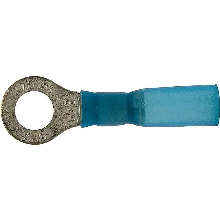 Calterm 65711 Ring Terminal, 16 to 14 AWG Wire, Copper Contact, Blue, 10/PK