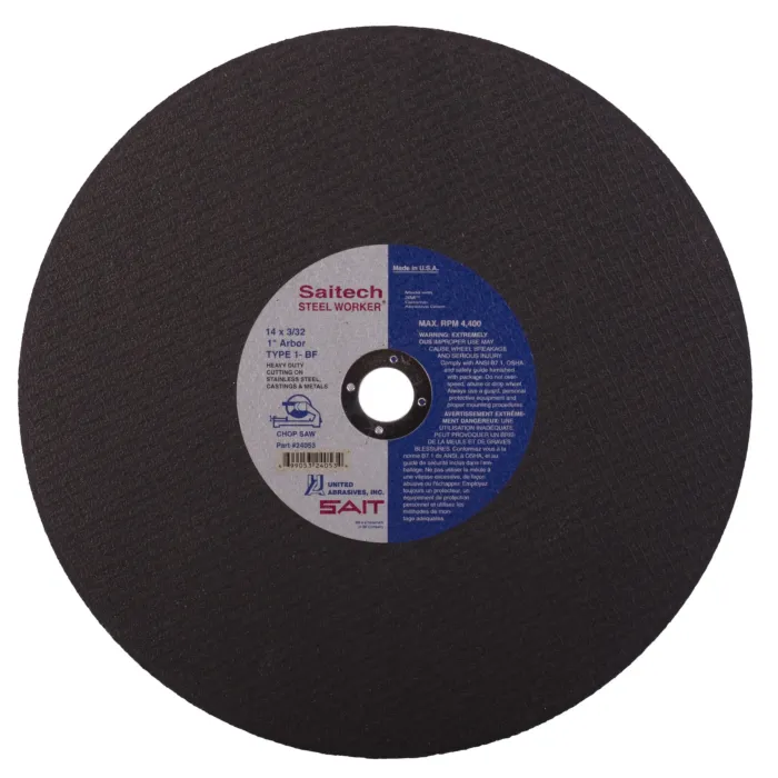 United Abrasives  24053 Saitech Steel Worker® Premium Performance Chop Saw Wheels 14" x 3/32" x 1", 1-Pack
