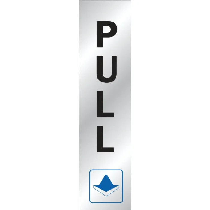 Hy-Ko 2x8 Brushed Aluminum Sign, Pull