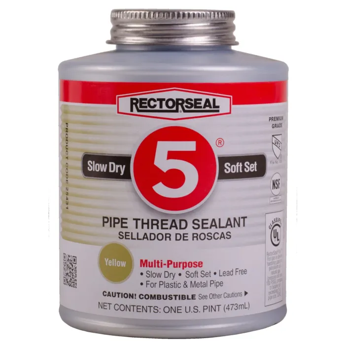 Rectorseal Corp. RectorSeal No.5 25431 Pipe Thread Sealant, Soft Setting, Plumbing, 1 Pint