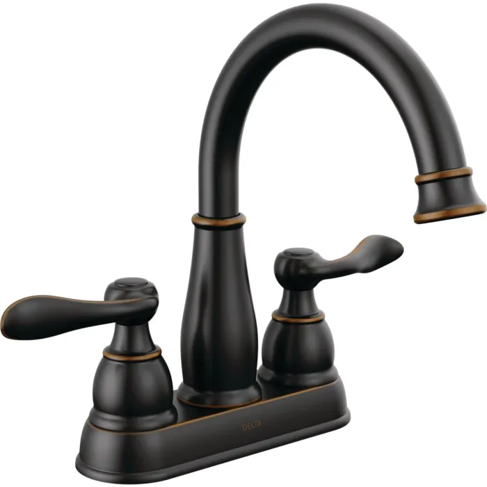 Delta Windmere Oil Rubbed Bronze 2-Handle Lever 4 In. Centerset Bathroom Faucet and Push Pop-Up with Overflow