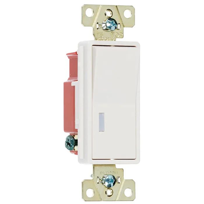 Pass & Seymour 20A 120V Specification Grade Single Pole Pilot Lighted Paddle Switch (Lighted When On), White