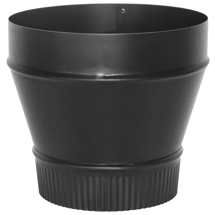 Imperial BM0074 Stove Pipe Reducer, 6 x 4 in, Crimp, 24 ga Thick Wall, Black, Matte