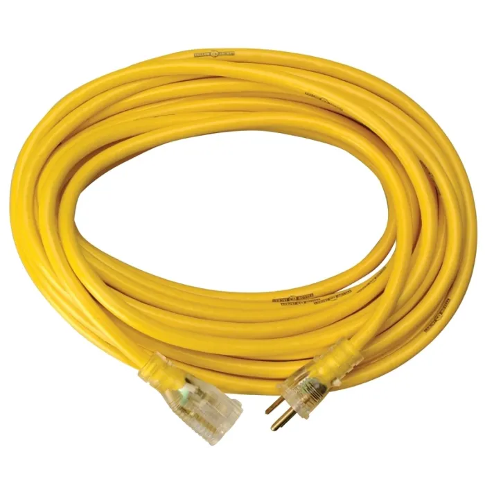 Yellow Jacket 12/3 SJTW Premium Lighted End Extension Cord (Yellow) 100 ft
