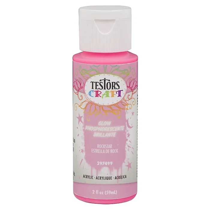 Rust-Oleum Testors 297499 Acrylic Craft Paint, Glow Rockstar, 2 oz, Bottle
