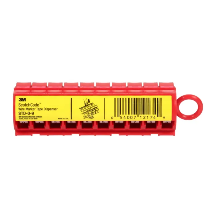 3M ScotchCode Wire Marker Tape Dispenser with Tape STD-0-9, compact design for easy handling,