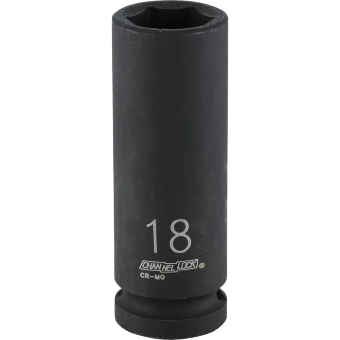 Channellock 1/2 In. Drive 18 mm 6-Point Deep Metric Impact Socket
