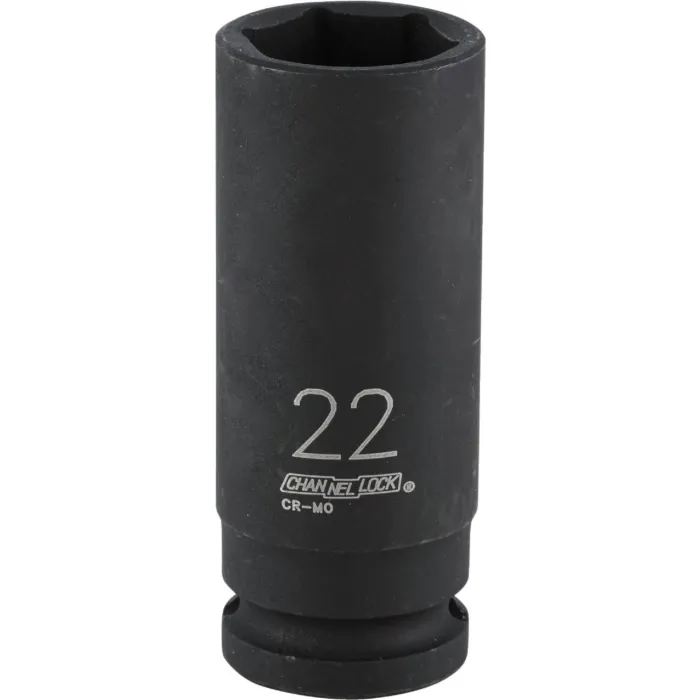 Channellock 1/2 In. Drive 22 mm 6-Point Deep Metric Impact Socket