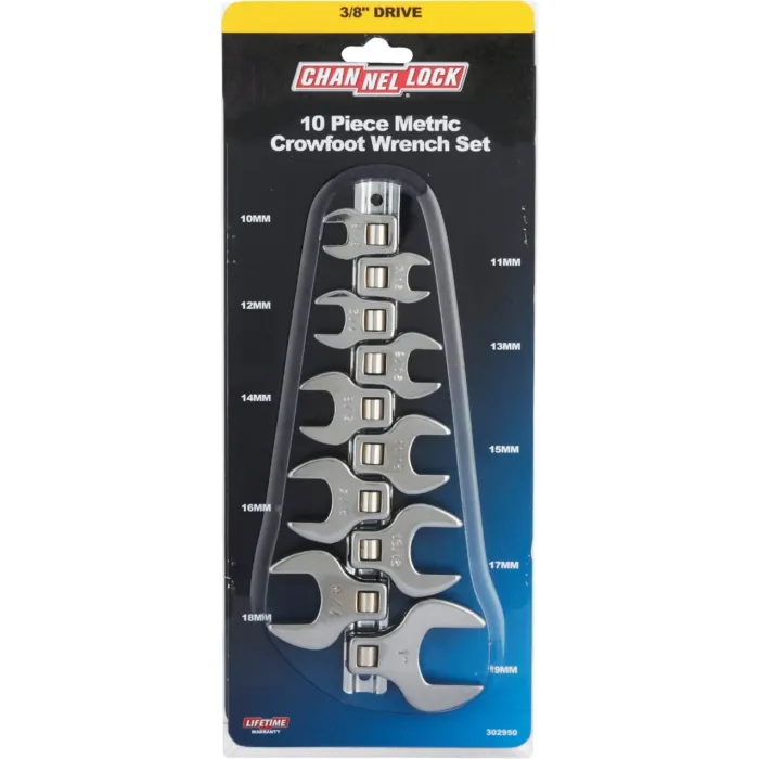 Channellock Metric 3/8 In. Drive Crowfoot Wrench Set (10-Piece)