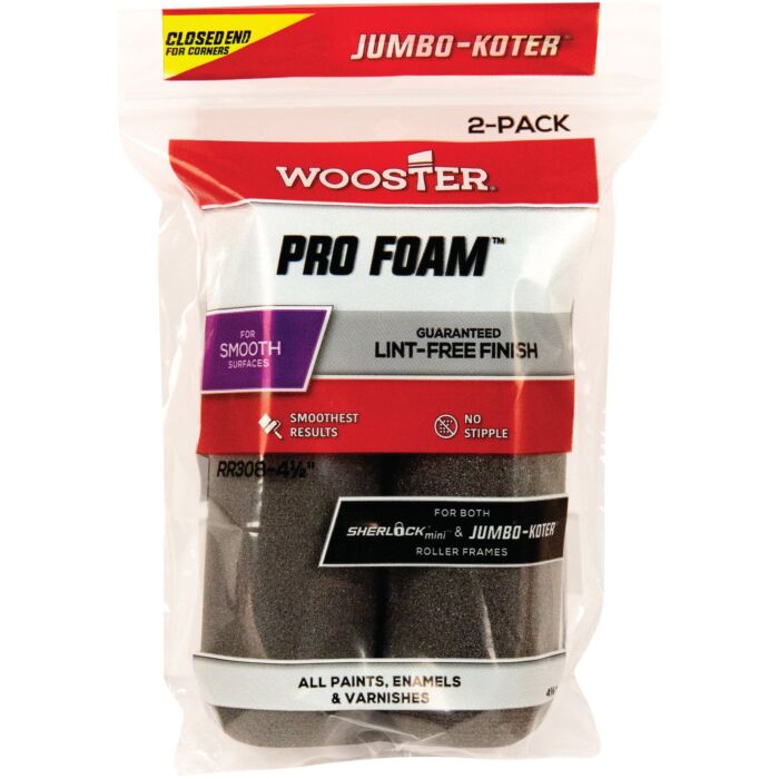WOOSTER Jumbo-Koter Pro Foam Mini Foam Roller Cover (2pk) 4-1/2 in. x 3/8 in. Nap