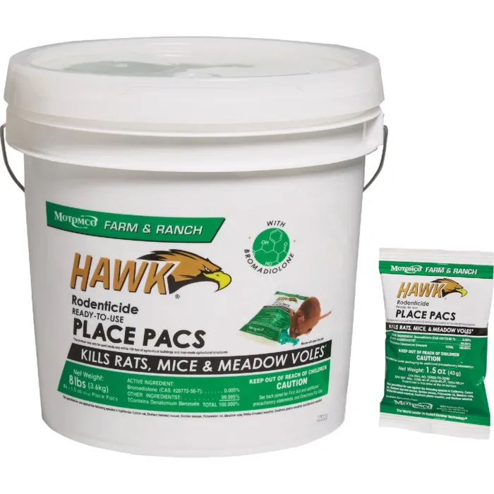 Hawk 8 Lb. Rats, Mice, & Meadow Voles Place Pacs
