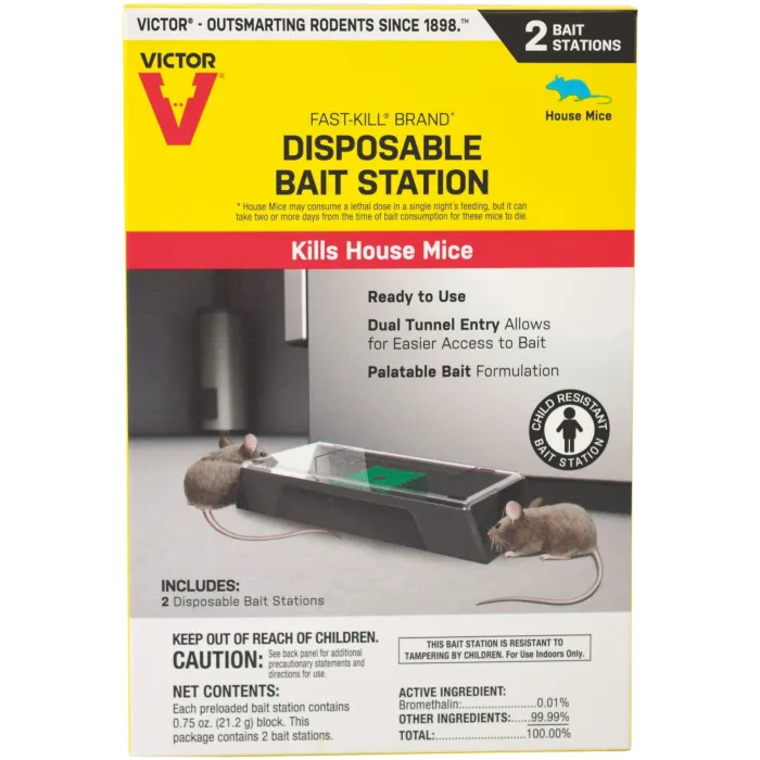 Victor Fast-Kill Brand Disposable Mouse Bait Station - 2 Pack