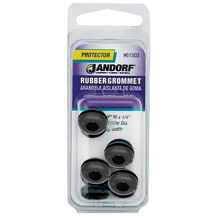 Jandorf 61503 Grommet, 1/4 in ID, 9/16 in OD, Rubber, Black, 1/4 in Thick Panel
