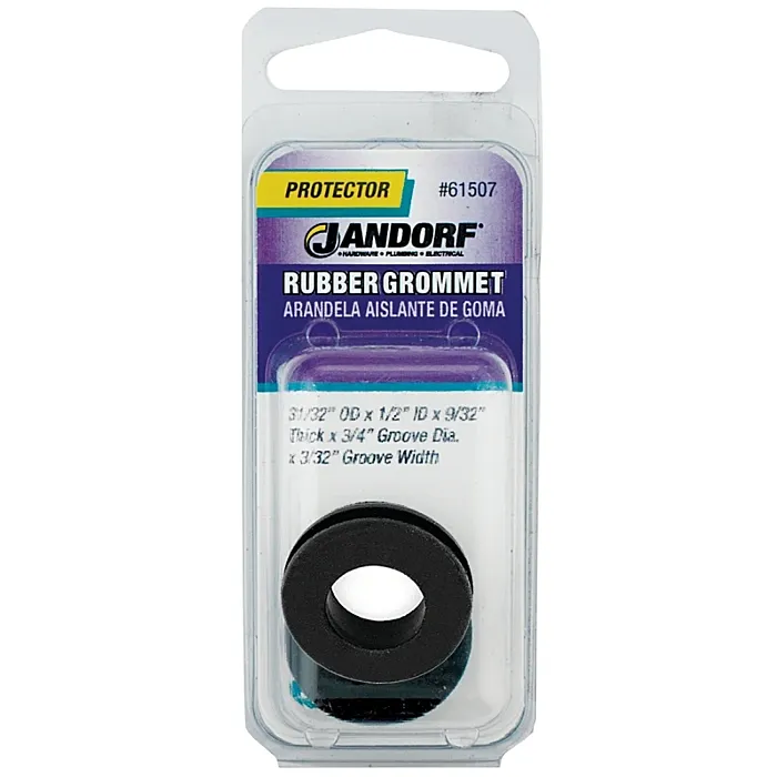 Jandorf 61507 Grommet, 1/2 in ID, 31/32 in OD, Rubber, Black, 9/32 in Thick Panel