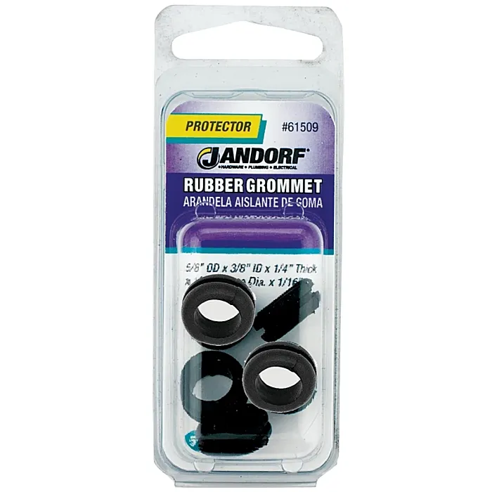 Jandorf 61509 Grommet, 3/8 in ID, 5/8 in OD, Rubber, Black, 1/4 in Thick Panel