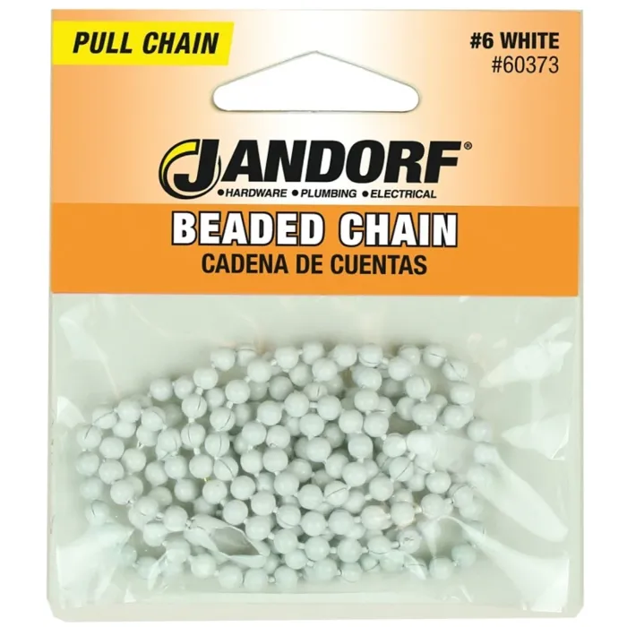Jandorf 60373 Beaded Chain with Connector, 3 ft L, White