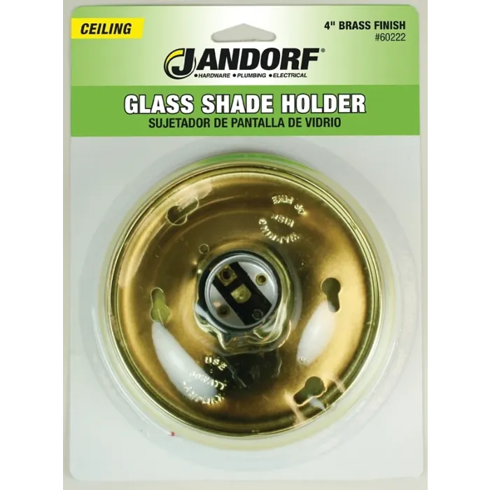 Jandorf 60222 Glass Shade Holder, 4 in H Dimensions, 250 V, 60W, Brass Housing Material