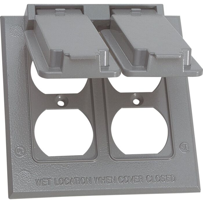 Southwire Dual Gang Gray Vertical Weatherproof Duplex Cover
