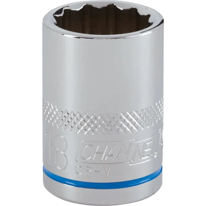 Channellock 1/2 In. Drive 18 mm 12-Point Shallow Metric Socket