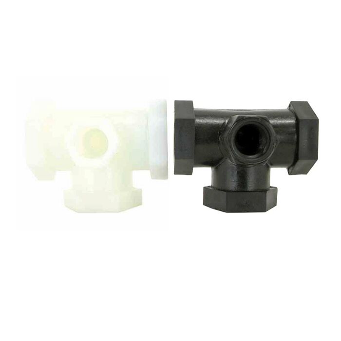 Valley Industries 1/2" Female NPT Poly Tee with 1/4" Female NPT Gauge Port