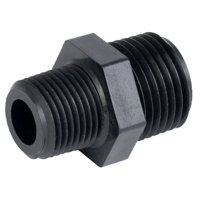 1/2" Male NPT x 3/8" Male NPT Poly Reducing Nipple