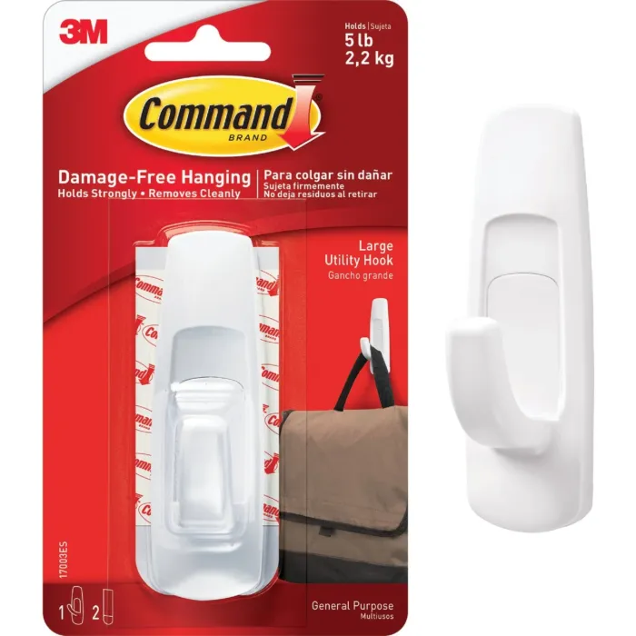 Command Large Utility Hook, White, 1 Hook, 2 Strips
