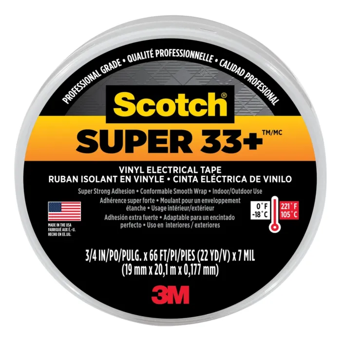 3M Super 33+ Vinyl Electrical Tape (Black) 3/4 in. x 66 ft