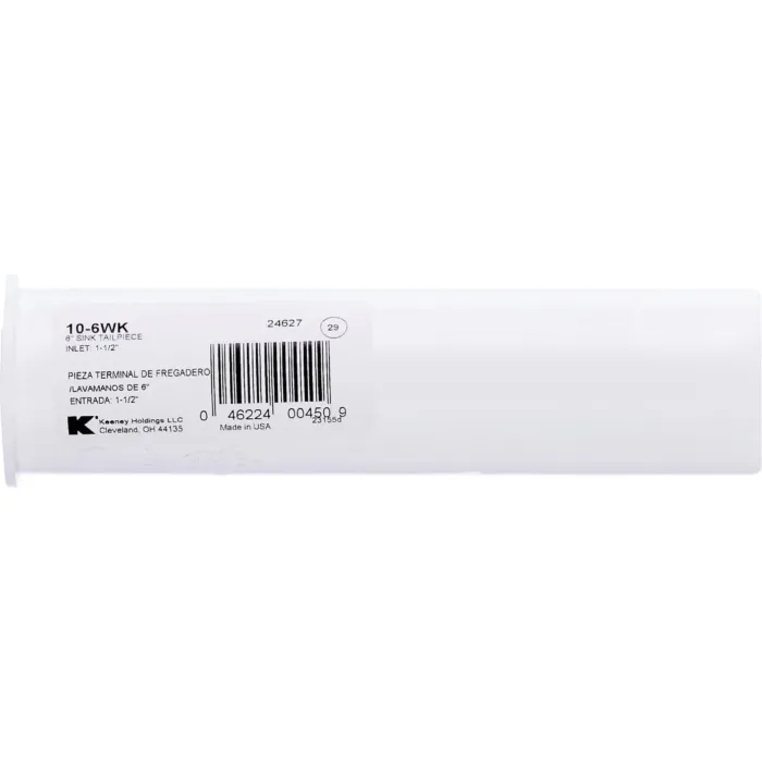Keeney 1-1/2 In. x 6 In. White Plastic Flanged Sink Tailpiece