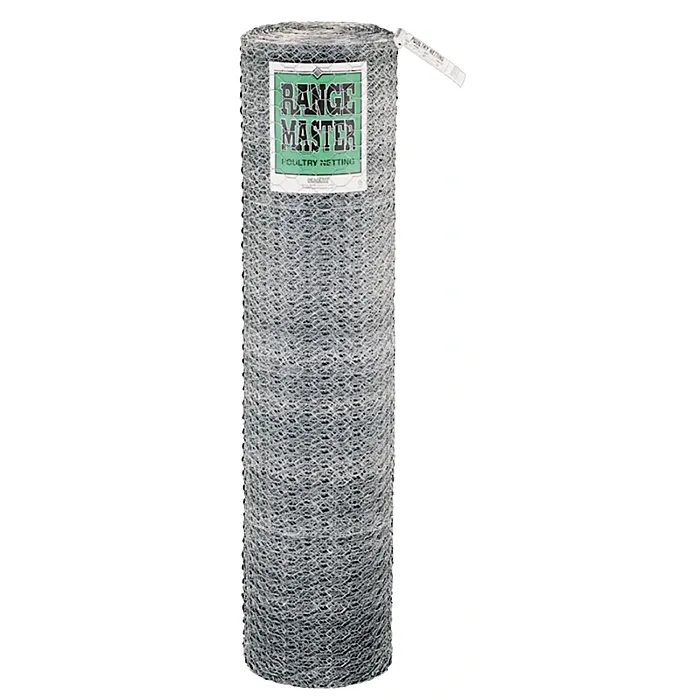 Rangemaster 6432 Poultry Netting, 50 ft L, 72 in W, 20 ga Gauge, Hexagonal Mesh, 1 in Mesh, Steel, Galvanized