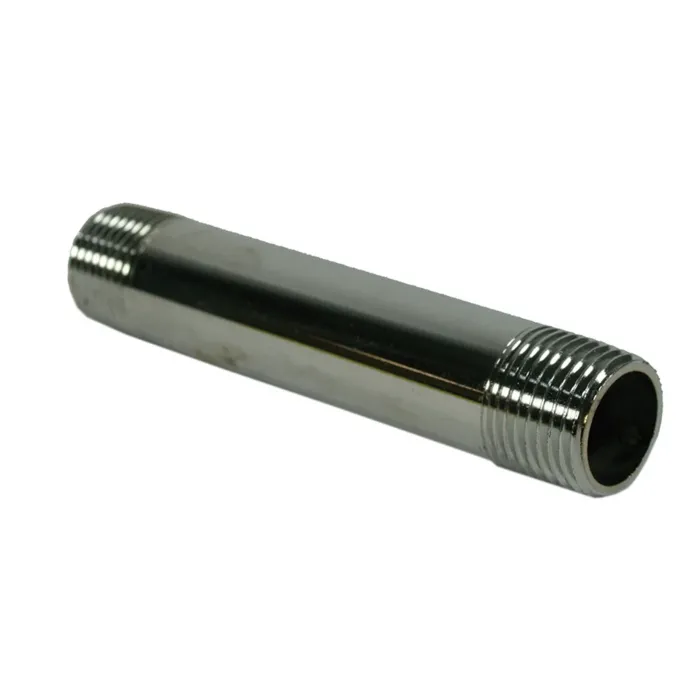 Jones Stephens 3/8" x 3" Chrome Plated Brass Pipe Nipple