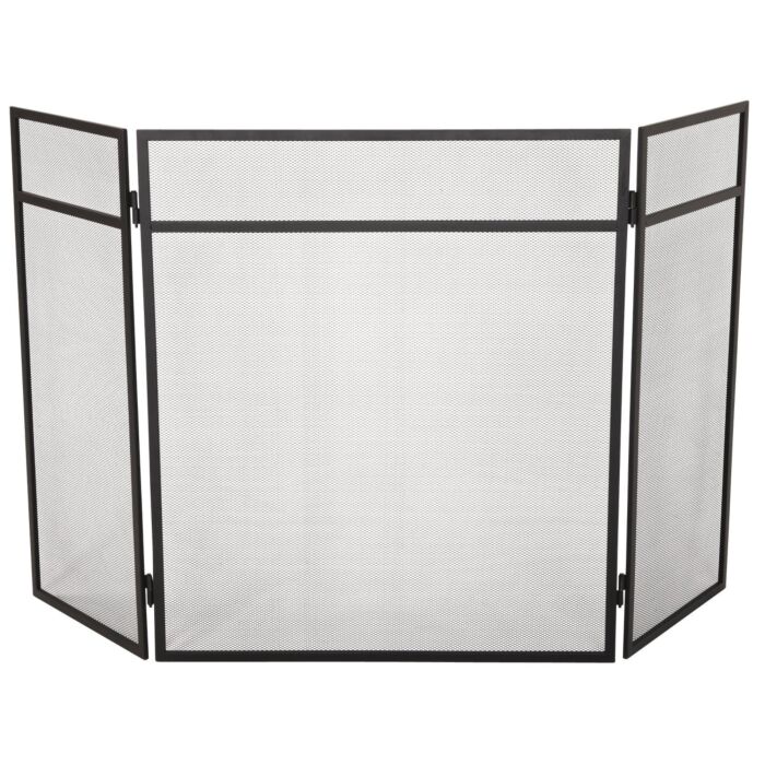 Home Impressions 3-Panel Mesh Decorative Fireplace Screen - Black