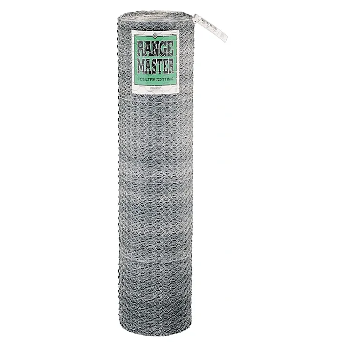 Rangemaster 5938 Poultry Net, 50 ft L, 60 in W, 20 Gauge, Hexagonal Mesh, 1 in Mesh, Galvanized Steel